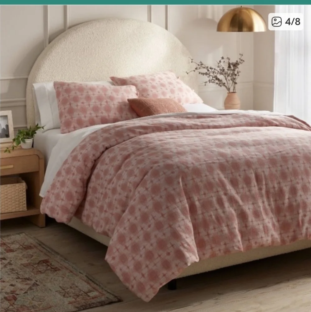 3pc King Yarn Dye Ikat Comforter and Sham Set Ivory/Mauve